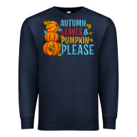 Navy Autumn leaves and pumpkin please Premium Sweatshirt - Artiststas