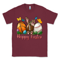 Burgundy Happy Easter sports with butterfly Classic Tee - NancyCooperArtShop