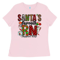 Bubblegum Pink santa's favorite rn Ladies Tee - Jasminsmagicworld