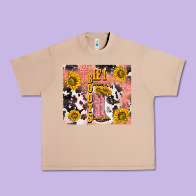 Cowgirl Boots Sunflower Urban Heavy Tee Designed By Tumblerdesignbyshophia