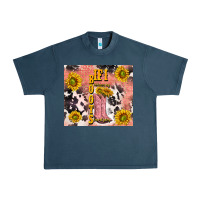 Midnight Navy cowgirl boots sunflower Urban Heavy Tee - TumblerDesignByShophia