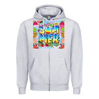 Heather Grey summer time Zipper Hoodie - CowhideDigitalArt