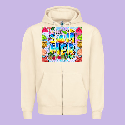 Summer Time Zipper Hoodie Designed By Cowhidedigitalart