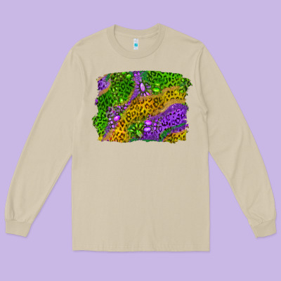 Mardi Gras Leopard Gemstone Background Long Sleeve Tee Designed By Ranaportraitstore