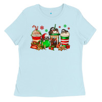 Baby Blue christmas sloth coffee cups Ladies Tee - Jasminsmagicworld