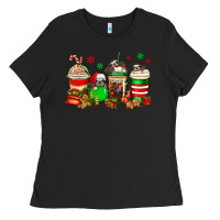 Black christmas sloth coffee cups Ladies Tee - Jasminsmagicworld