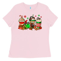 Bubblegum Pink christmas sloth coffee cups Ladies Tee - Jasminsmagicworld