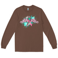 Chestnut cancer ribbon with angel wings Long Sleeve Tee - CowGirlArtShop