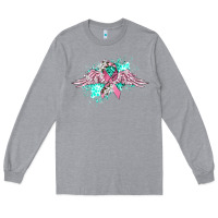 Heather Grey cancer ribbon with angel wings Long Sleeve Tee - CowGirlArtShop