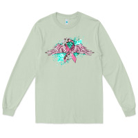 Matcha cancer ribbon with angel wings Long Sleeve Tee - CowGirlArtShop