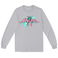 Moon Dust cancer ribbon with angel wings Long Sleeve Tee - CowGirlArtShop