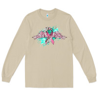 Mushroom cancer ribbon with angel wings Long Sleeve Tee - CowGirlArtShop