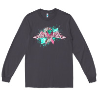 Smoke cancer ribbon with angel wings Long Sleeve Tee - CowGirlArtShop