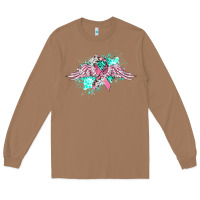Toasted Coconut cancer ribbon with angel wings Long Sleeve Tee - CowGirlArtShop