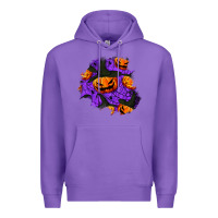 Purple halloween pumpkin patch  1 Premium Hoodie - BundleAndBundleShop