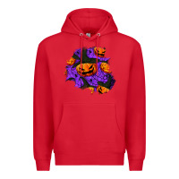 Red halloween pumpkin patch  1 Premium Hoodie - BundleAndBundleShop