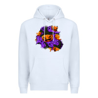 White halloween pumpkin patch  1 Premium Hoodie - BundleAndBundleShop