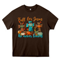 Chocolate Brown fall for jesus he never leaves Heavy Core Tee - BundleAndBundleShop