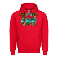 Red Summer Zipper Hoodie - CowhideDigitalArt