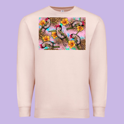 Baby Monkey Flowers Premium Sweatshirt Designed By Artiststas