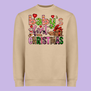 Baby's First Christmas Heavyweight Sweatshirt Designed By Fadigitalartstudio