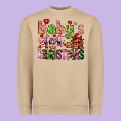Baby's First Christmas Heavyweight Sweatshirt Designed By Fadigitalartstudio