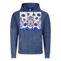 Vintage Denim evil eyes with white wooden pattern Vintage Hoodie - TumblerDesignByShophia