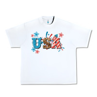 White USA 4th of july Urban Heavy Tee - HowdyJamesFarm