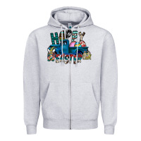 Heather Grey Happy Easter  truck Zipper Hoodie - CowhideDigitalArt