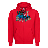 Red Happy Easter  truck Zipper Hoodie - CowhideDigitalArt
