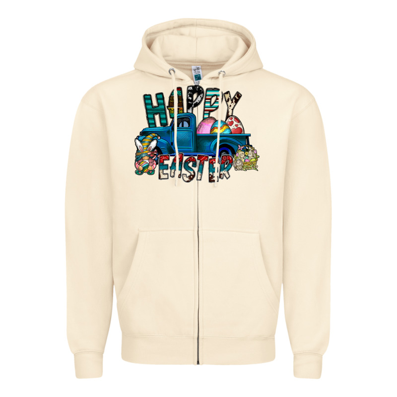Happy Easter  Truck Zipper Hoodie by CowhideDigitalArt | Teevron