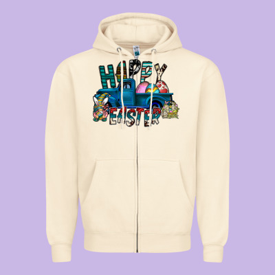 Happy Easter  Truck Zipper Hoodie Designed By Cowhidedigitalart