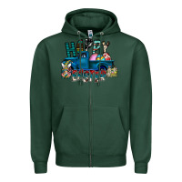 Sports Green Happy Easter  truck Zipper Hoodie - CowhideDigitalArt