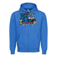 True Royal Happy Easter  truck Zipper Hoodie - CowhideDigitalArt