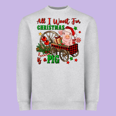 All I Want For Christmas Is A Pig Heavyweight Sweatshirt Designed By Fadigitalartstudio