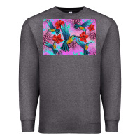 Charcoal Heather Flower Hummingbird Premium Sweatshirt - Artiststas
