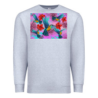 Heather Grey Flower Hummingbird Premium Sweatshirt - Artiststas