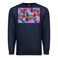 Navy Flower Hummingbird Premium Sweatshirt - Artiststas