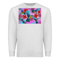 Oatmeal Heather Flower Hummingbird Premium Sweatshirt - Artiststas