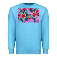 Ocean Blue Flower Hummingbird Premium Sweatshirt - Artiststas