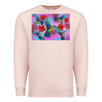 Pale Pink Flower Hummingbird Premium Sweatshirt - Artiststas