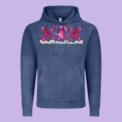Cancer Ribbon With Daisy Vintage Hoodie Designed By Tumblerdesignbyshophia