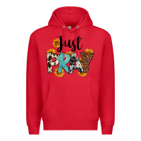 Red Just Pray Premium Hoodie - FaDigitalArtStudio