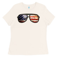 Bone amerıcan flag glasses Ladies Tee - BarkalooDesign