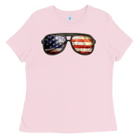 Bubblegum Pink amerıcan flag glasses Ladies Tee - BarkalooDesign