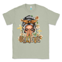 Matcha Silver White Believe Praying Caucasian Messy Bun Classic Tee - texasbilliewilder