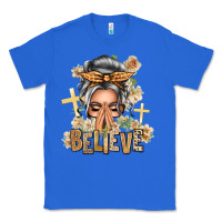 True Royal Silver White Believe Praying Caucasian Messy Bun Classic Tee - texasbilliewilder