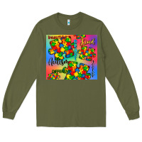 Army Green autism puzzle piece Long Sleeve Tee - CowGirlArtShop