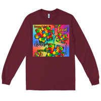 Burgundy autism puzzle piece Long Sleeve Tee - CowGirlArtShop