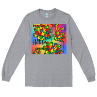 Heather Grey autism puzzle piece Long Sleeve Tee - CowGirlArtShop